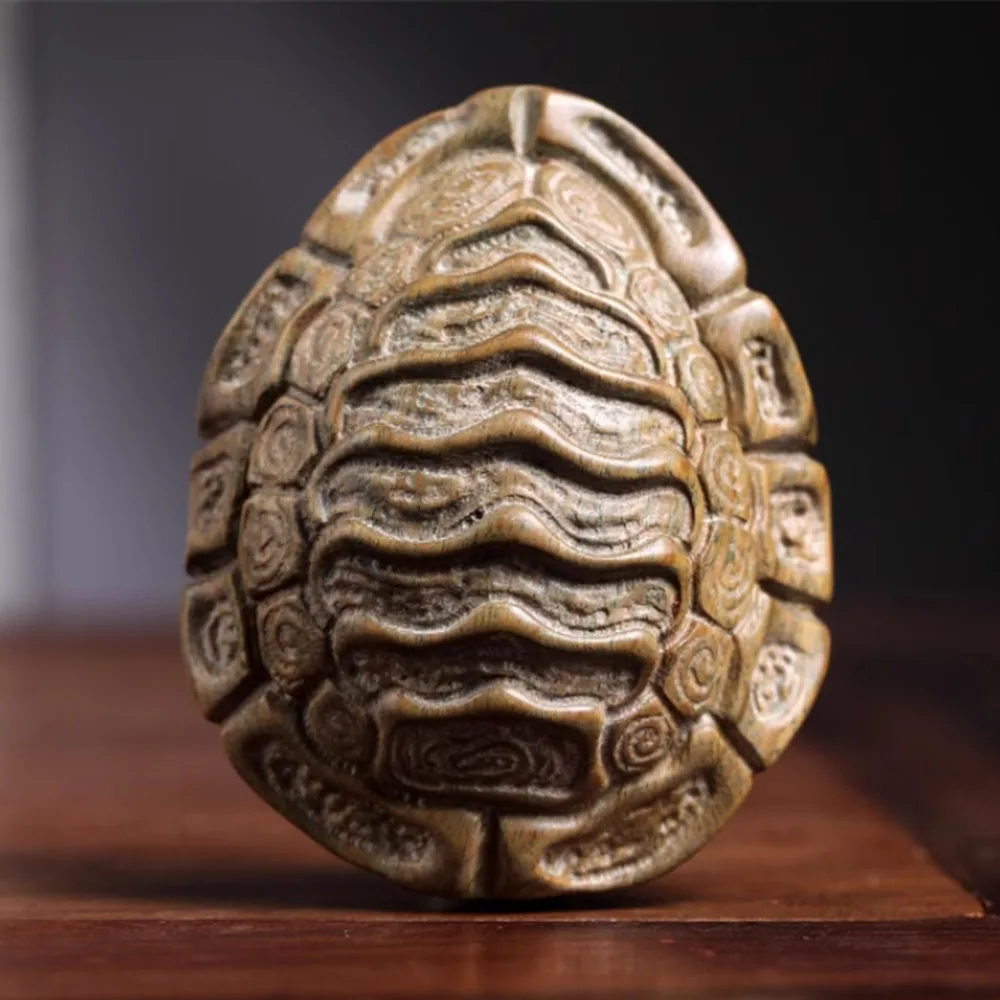 JW142- 6 CM Turtle Shell Green Sandalwood Sculpture Animal Figurine Mascot Netsuke Decoration Craft Gift Miniatur Ornaments