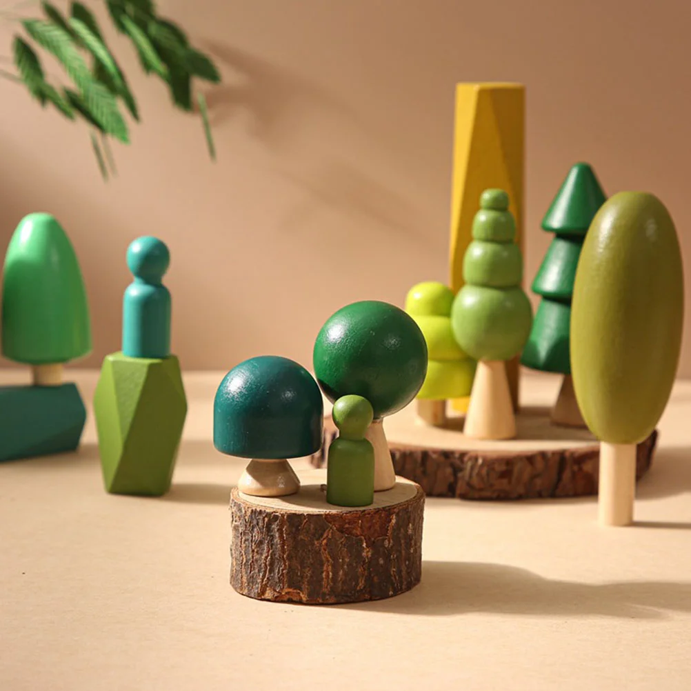 

Miniature Wooden Craft Forest Tree Toys Kits Cake Decorations Preschool Little Trees
