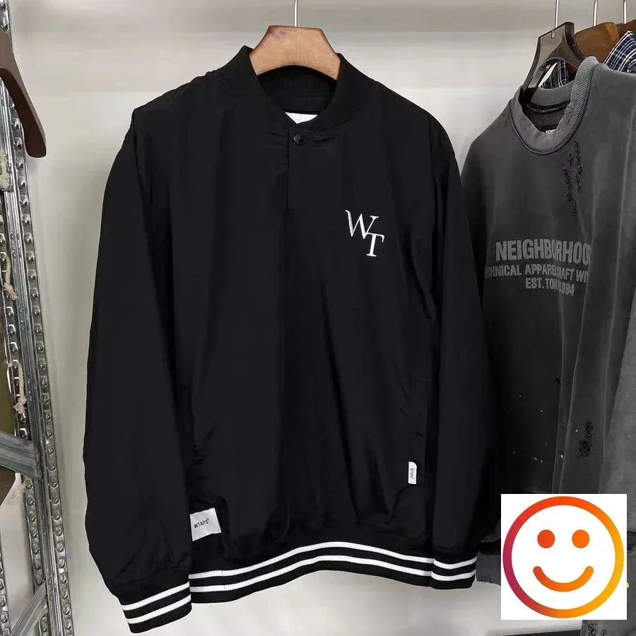 Quick Dry Wtaps Long Sleeve T-Shirt Chest WT Emboridery Logo Sweatshirts Stripe Zipper Men Street Fashion Jacket Inside Mesh