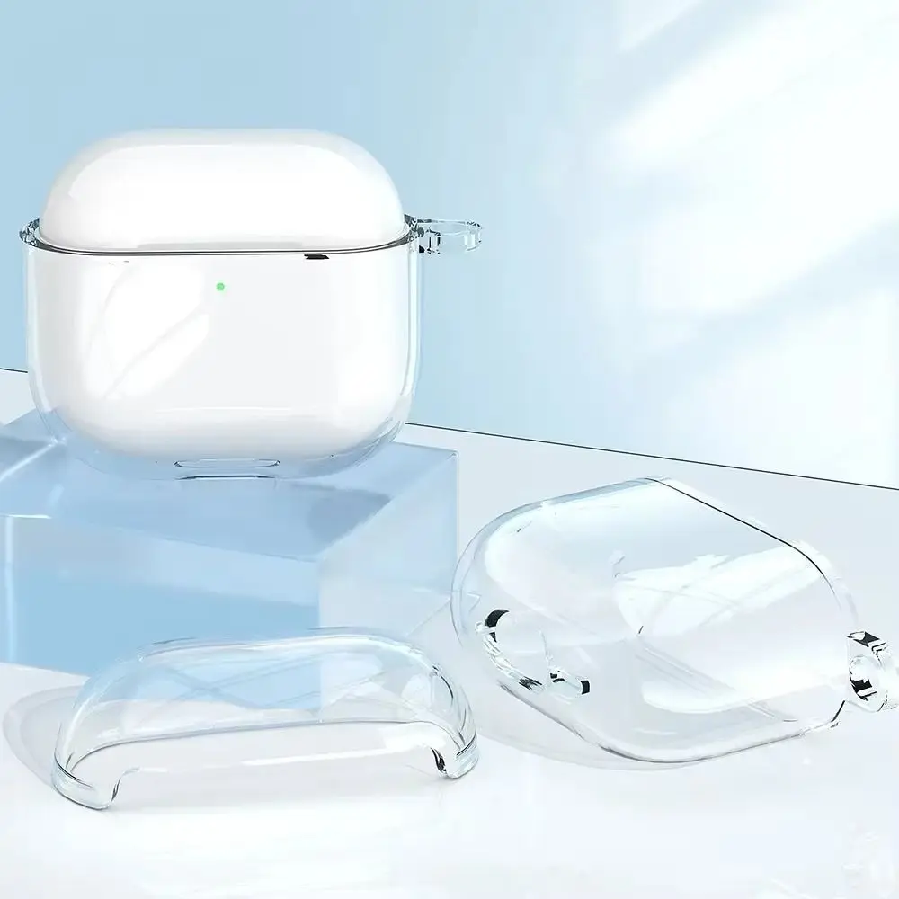 Coque de protection transparente en TPU souple avec crochet, coque transparente antichoc, coque anti-rayures pour AirPods 4