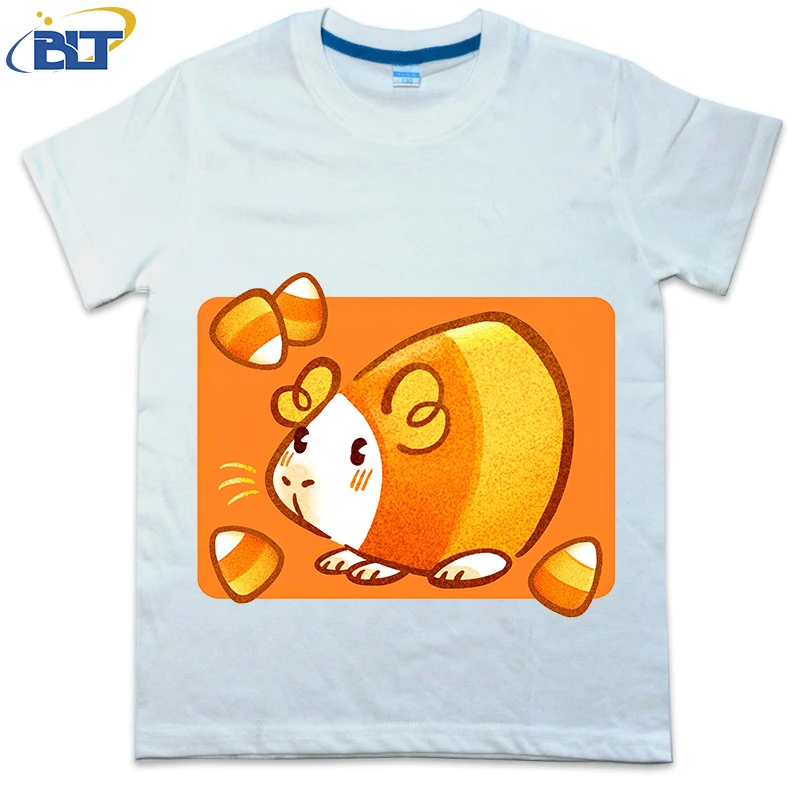 

Guinea Pig Candy Corn In Orange Printed Kids T-shirt Summer Cotton Short Sleeve Casual Tops Suitable for Boys and Girls