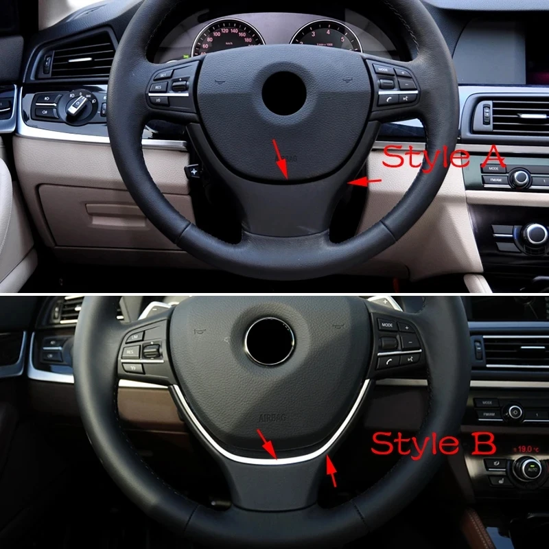 ABS Carbon Fiber Car Interior Steering Wheel Decor Strip Frame Cover Trim Sticker Accessories For BMW 5 7 Series F10 F11 F01 F02