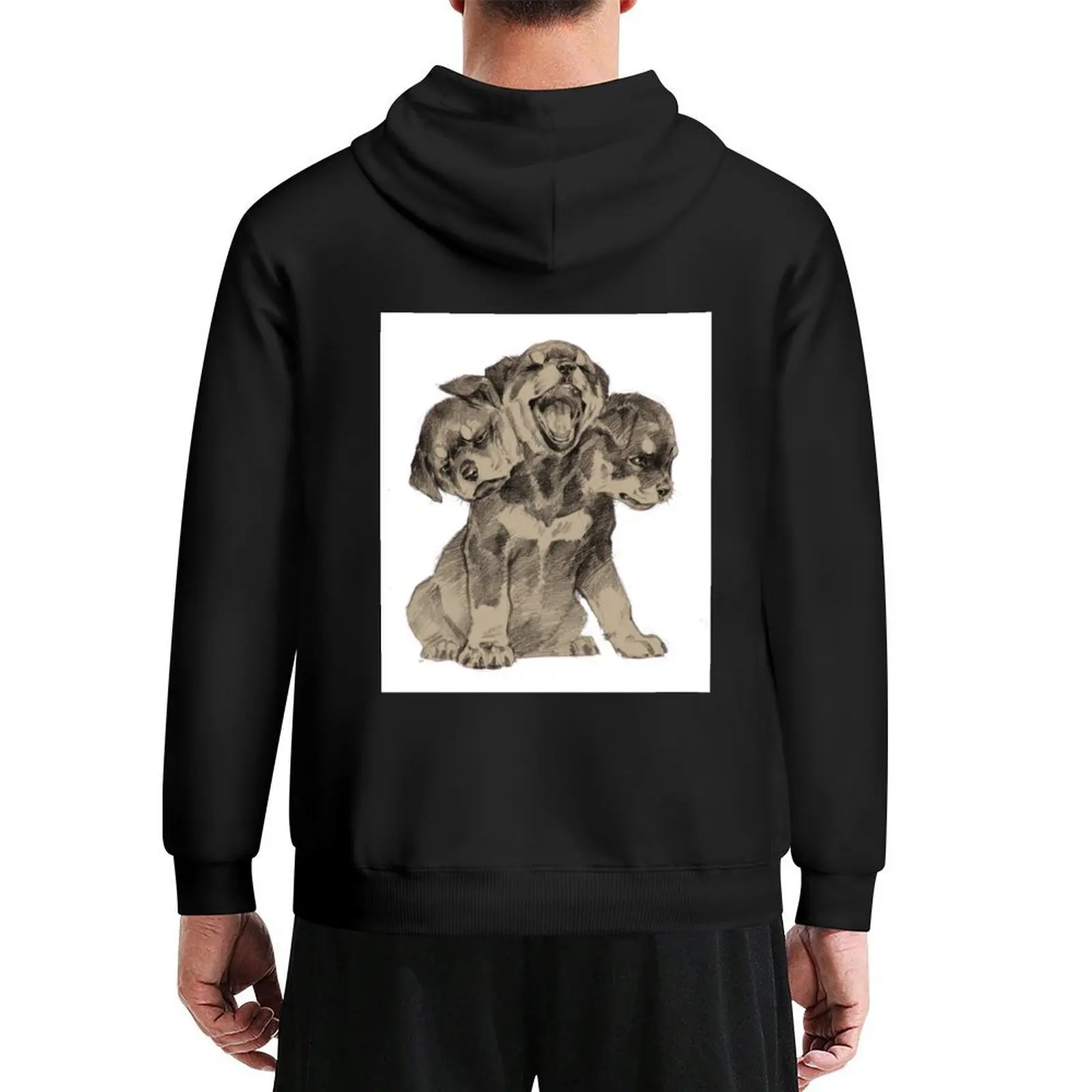 Cerberus puppy Hoodie mens clothing men's autumn clothes autumn jacket men anime clothing new hooded tee