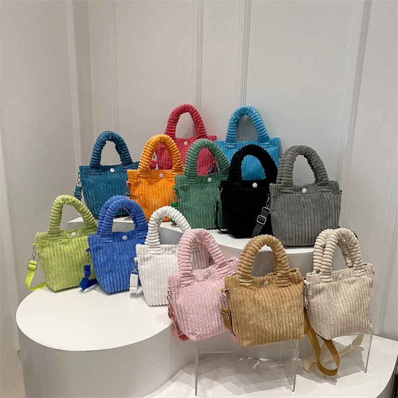 

13 color Corduroy Bag Women Casual Fashion Velvet Shoulder Bag Designer Handbag Versatile Canvas Crossbody Lady Shopper Tote Bag