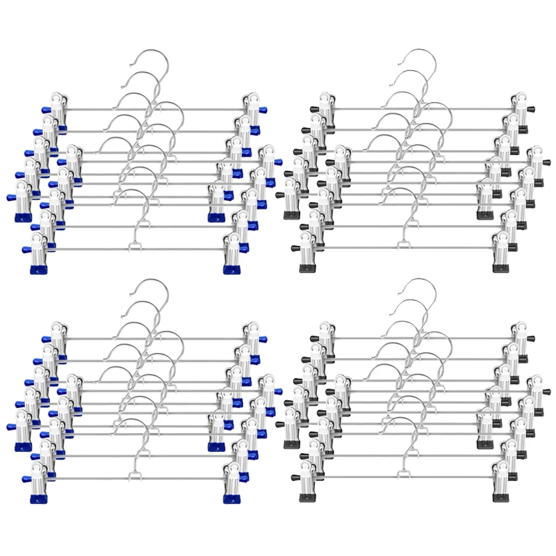 10~40PCS Metal Pants Hangers with Clips – Non-Slip Trouser Rack Bars, Adjustable Chrome Finish Clip Hooks Space-Saving TMZ