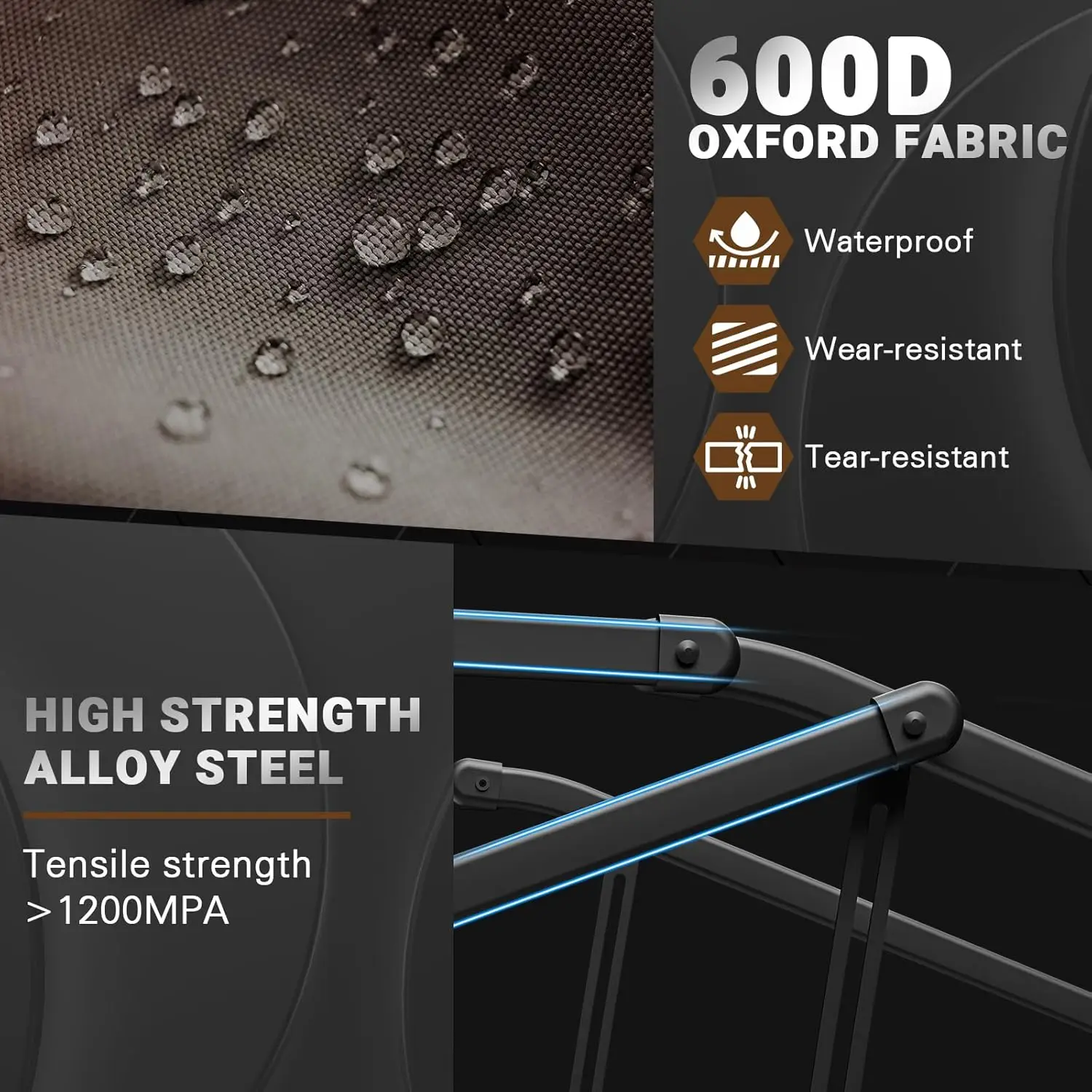 عربة قابلة للطي شديدة التحمل - عربة قابلة للطي 2 في 1، سعة 650 رطل، عجلات لجميع التضاريس مع دعامات وجيوب جانبية (بني) تخفيضات كبيرة