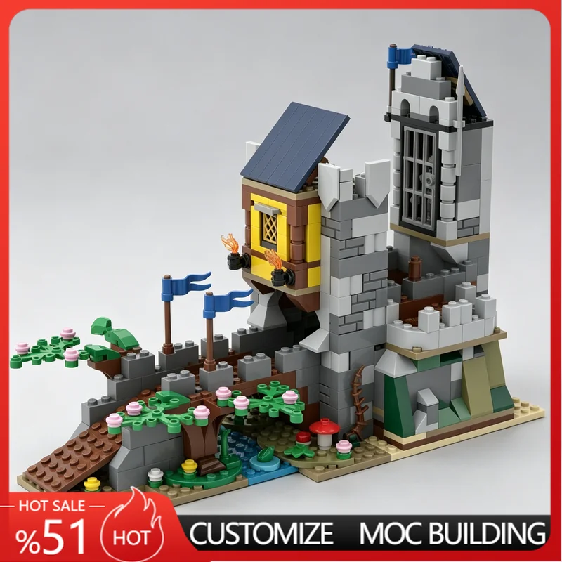 

521Pcs Medieval Black Falcon Castle Tower Custom Building Block Creative Assembly Educational Toy Popular For funs And Collector