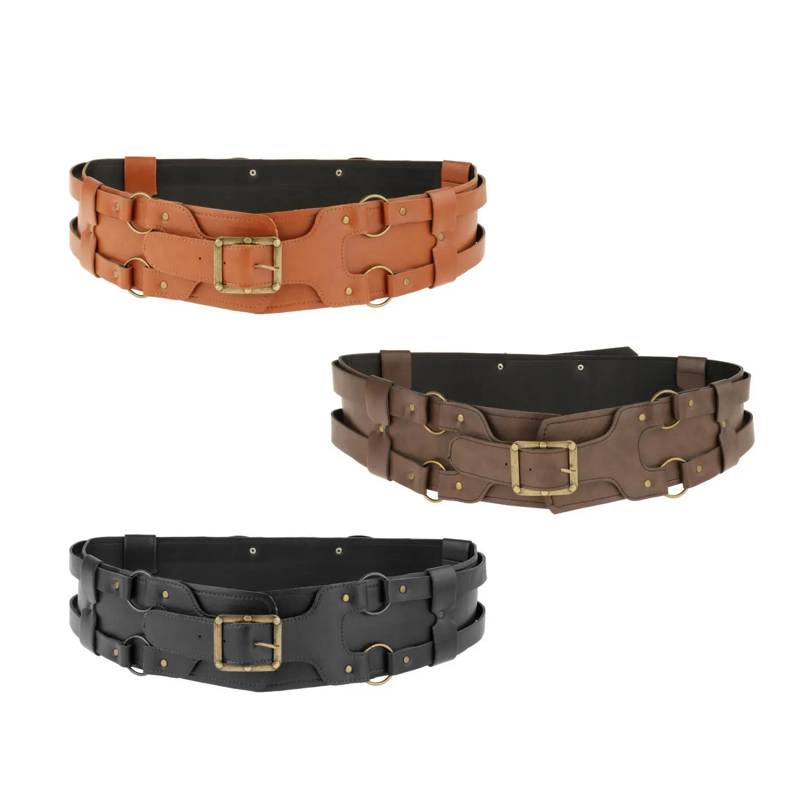 

Durable Medieval Knight Belt Costume with Metal Buckle Wrap Around Strap PU