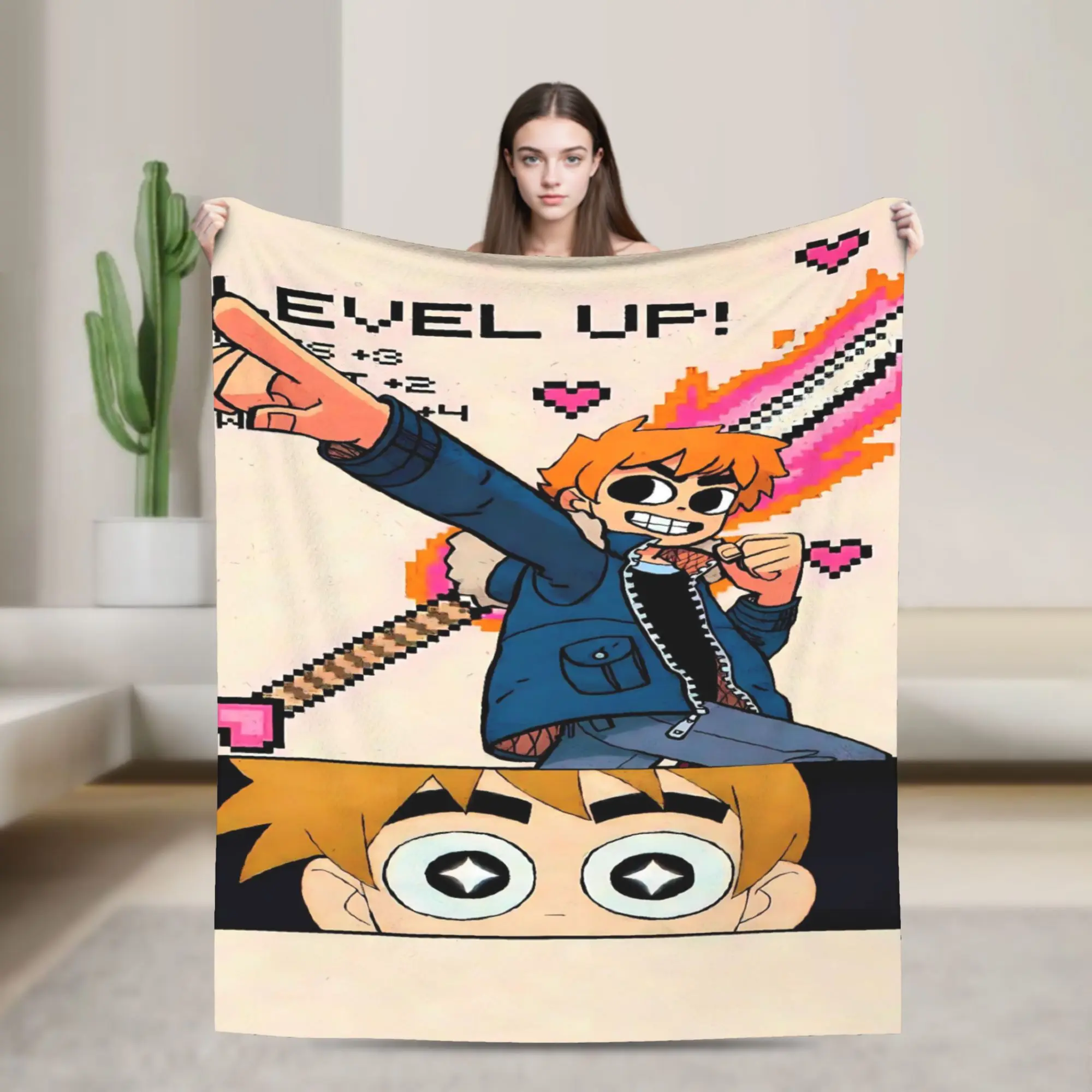 Scott Pilgrim Guitar Jump Flannel Blanket Winter  Soft Warm Throw Blanket for Girls Boys Couch Bed Aesthetic Bedspread Sofa Bed