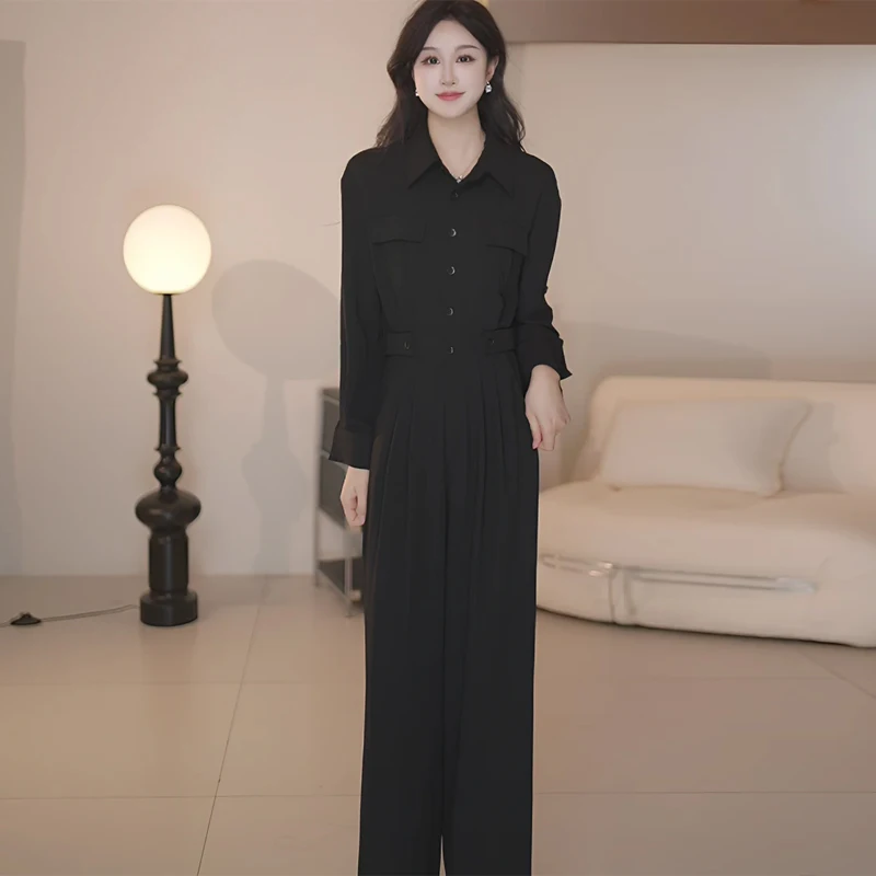 

Faionable Casual Versatile Spring New Arrival One-Piece Suit B085B55332 High Waist Straight Leg Polyester Fiber