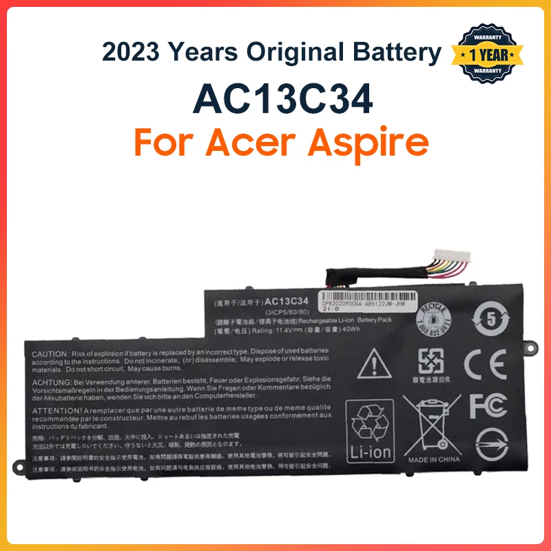 Imagem -01 - Bateria do Portátil Ac13c34 para Acer Aspire V5122p V5-132 E3-111 E3-112 Es1-111m Ms237 Kt.00303.005 11.4v 2640mah 30w