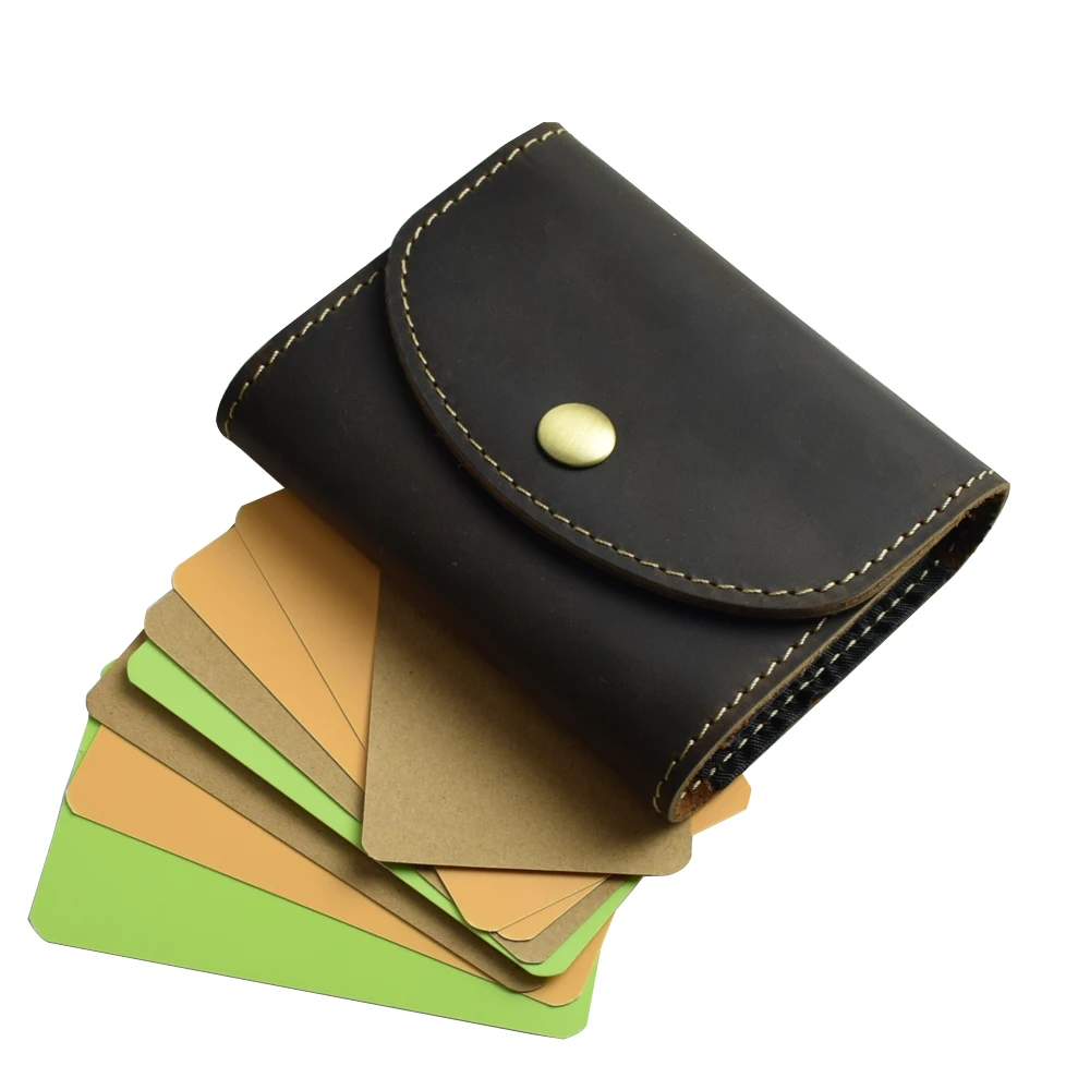 Handcrafted Vintage Leather Card Holder Multiple Slot Wallet with Button Closure Cash Coin Pocket Travel Money Organizer