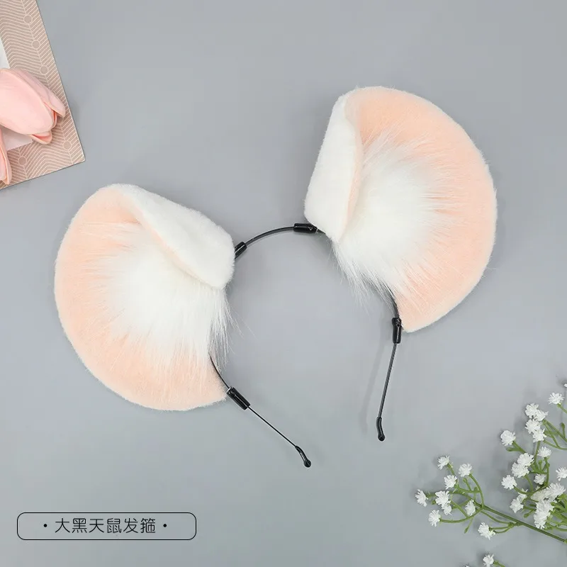 Plush Mouse Ear Lolita Headbands Girls Cartoon Furry Hair Bands Hoop Women Cosplay Costume Party Headwear Korean Hair Accessorie