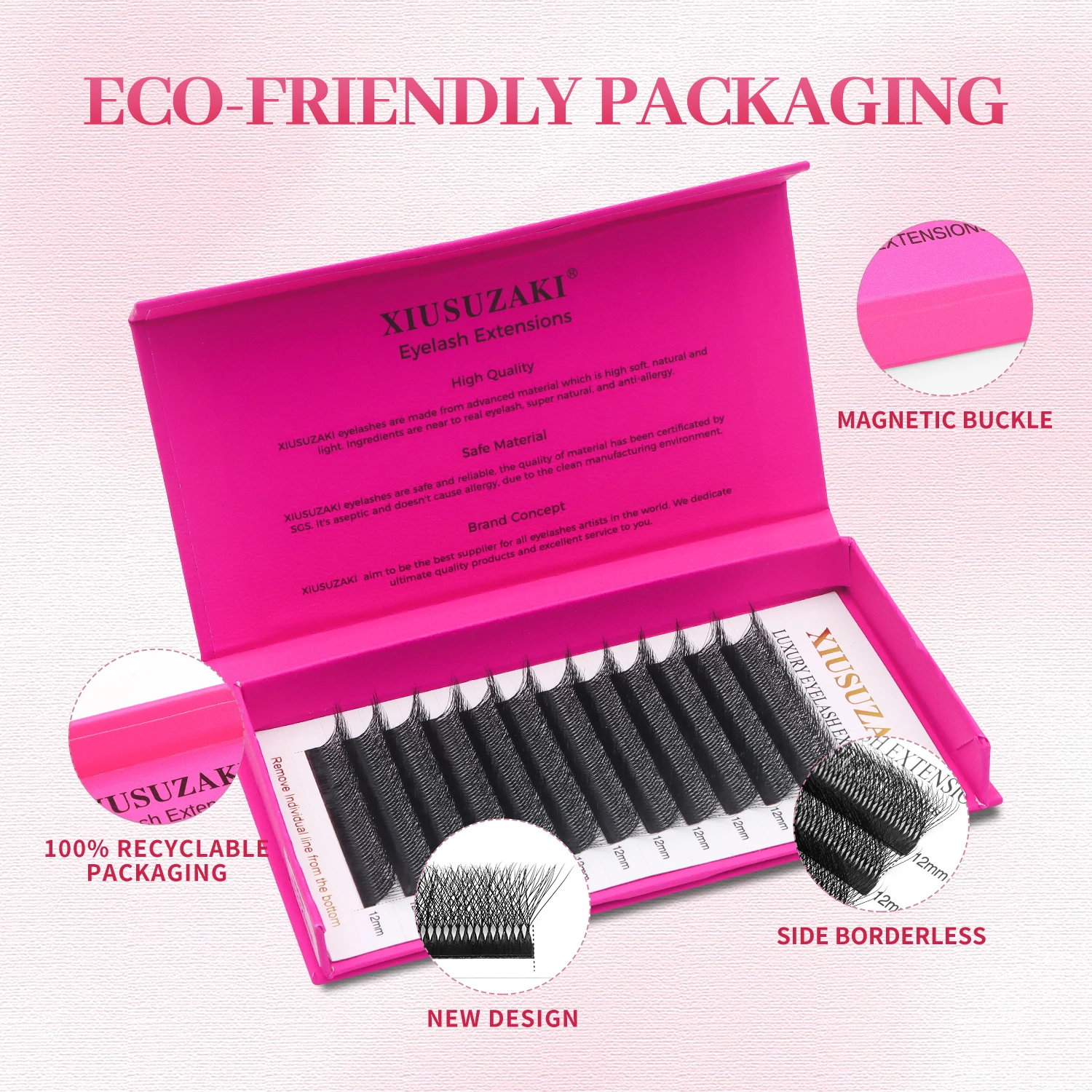 XIUSUZAKI W Lashes Mattschwarz 10DW Vorgefertigte Fächer-Wimpernverlängerungen, natürlich, weich, individuelles Volumen, falsche Wimpern, Make-up-Tools