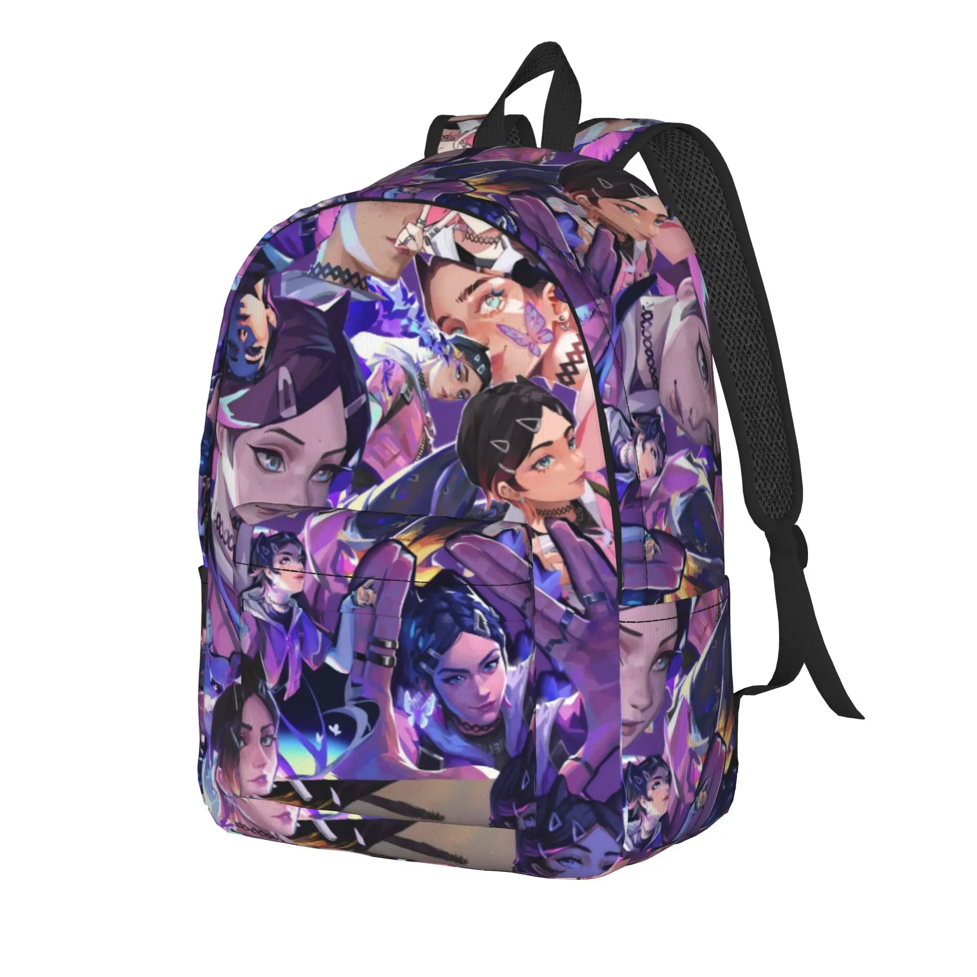 Fbbbfcbcedacca Backpack Teen V-Valorant Pattern Backpacks Polyester Modern School Bags Travel Custom Rucksack