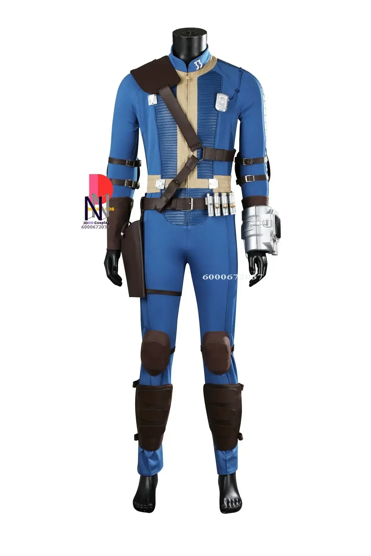 

Fall Cos Out Vault 33 Hank Cosplay Costume Male Survivor Blue Uniform Suit Jumpsuit Arm Props Halloween Party Man Woman Outfit