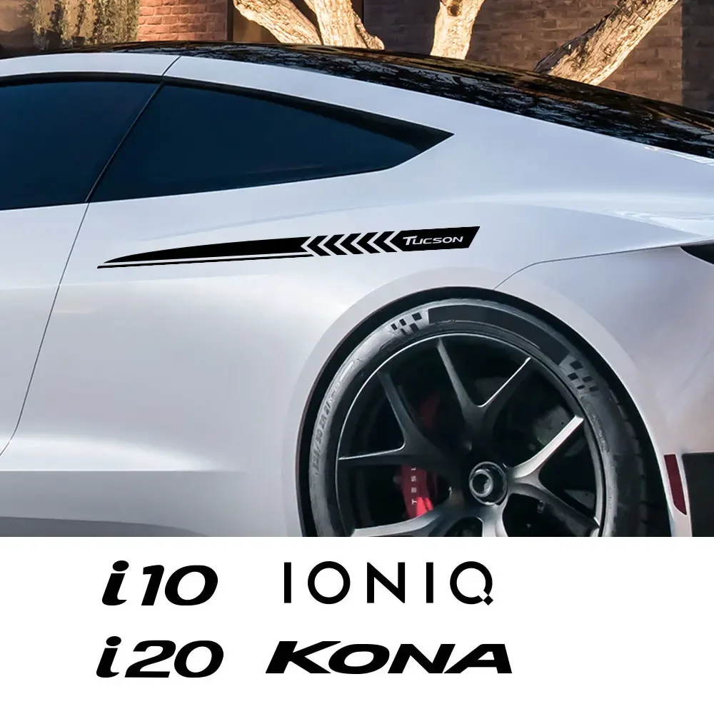 2PCS Car Door Side Stickers Vinyl Film Decals For Hyundai CRETA EON EQUUS i10 i20 i40 IONIQ IX25 IX55 KONA Auto Deco Accessories