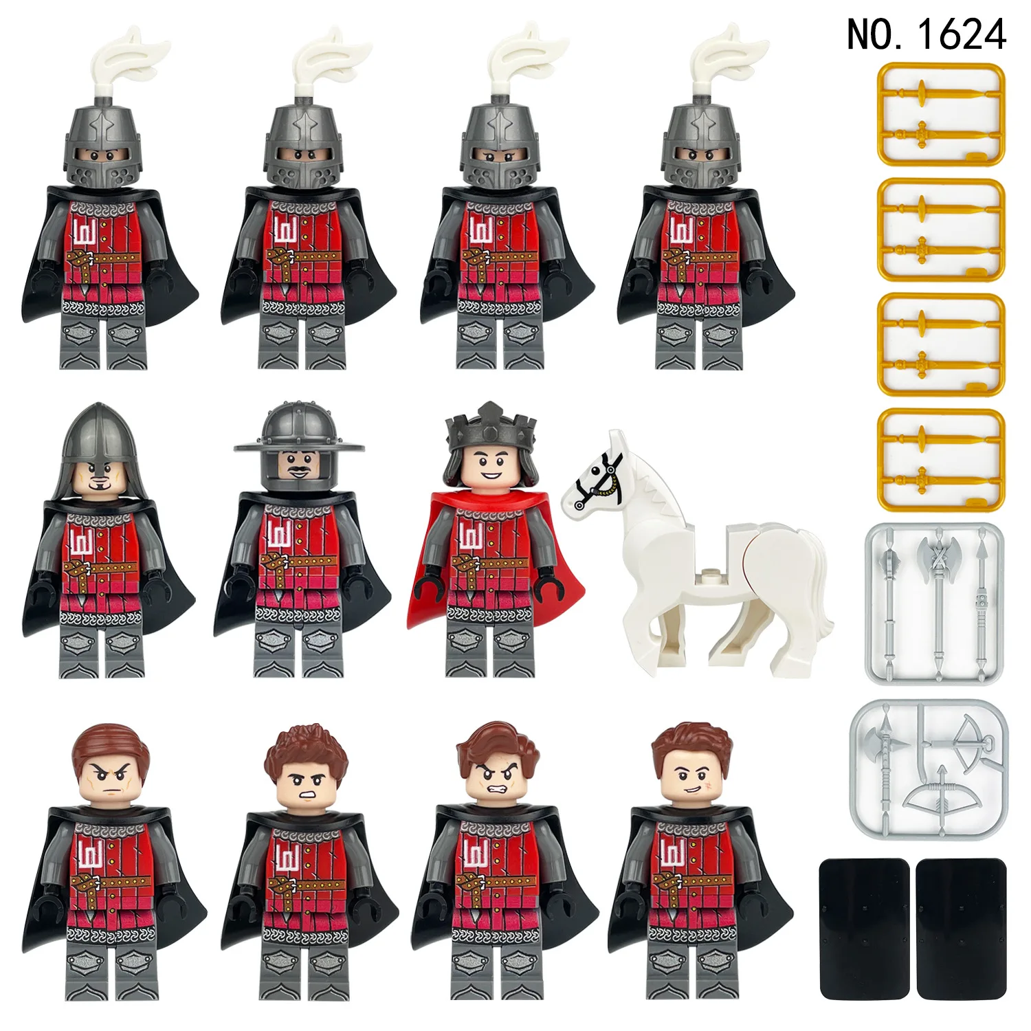 280 verschiedene mittelalterliche Ritter, römische Legion, Mini-Figuren-Bausteine, Lernspielzeug für Kinder, kleine Geschenke – Detail 13