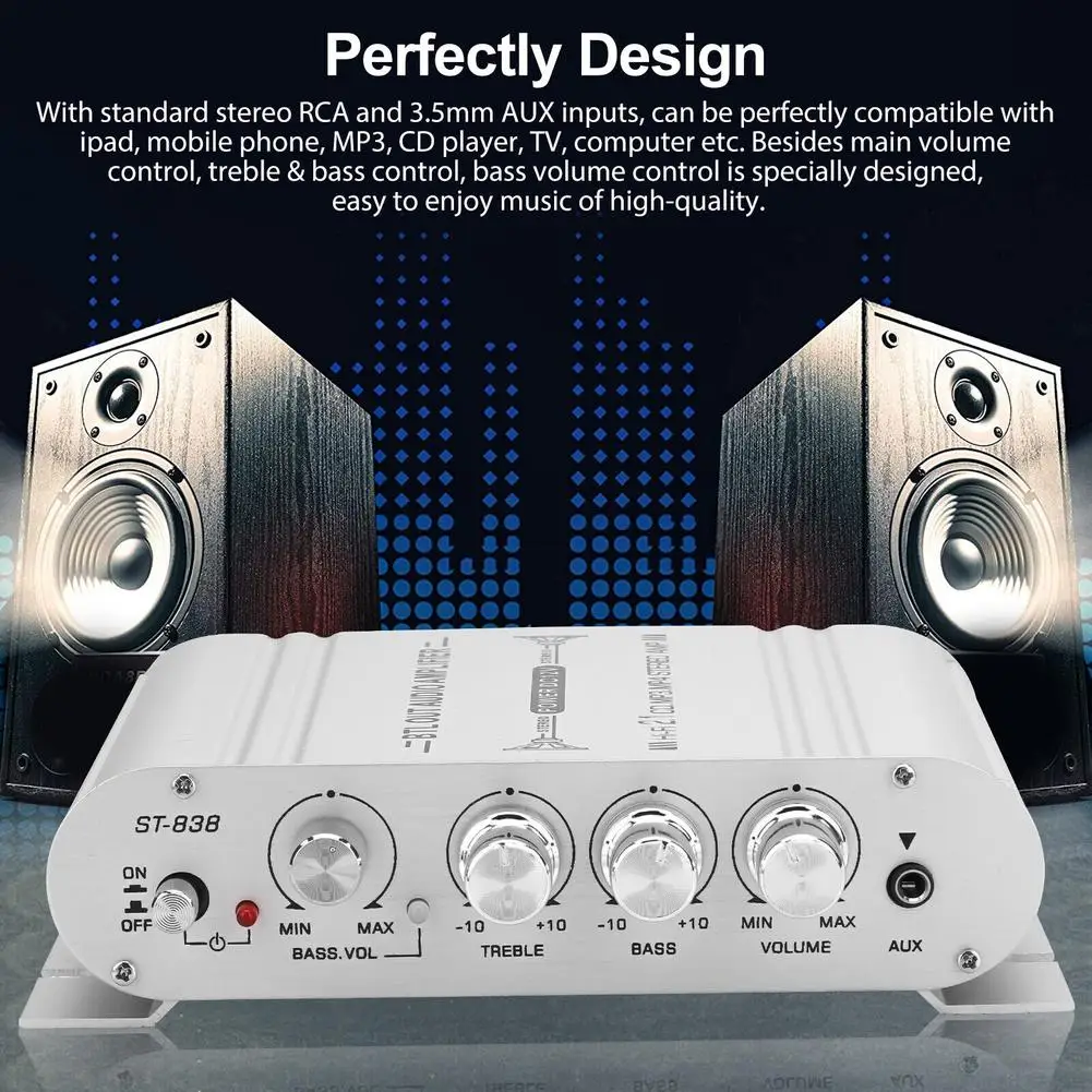 Car Stereo RCA Amplifier Speaker Hifi Power Home Subwoofer 2.1 Channel Audio Output DC12v 400w 12v 400w Audio System Accessories