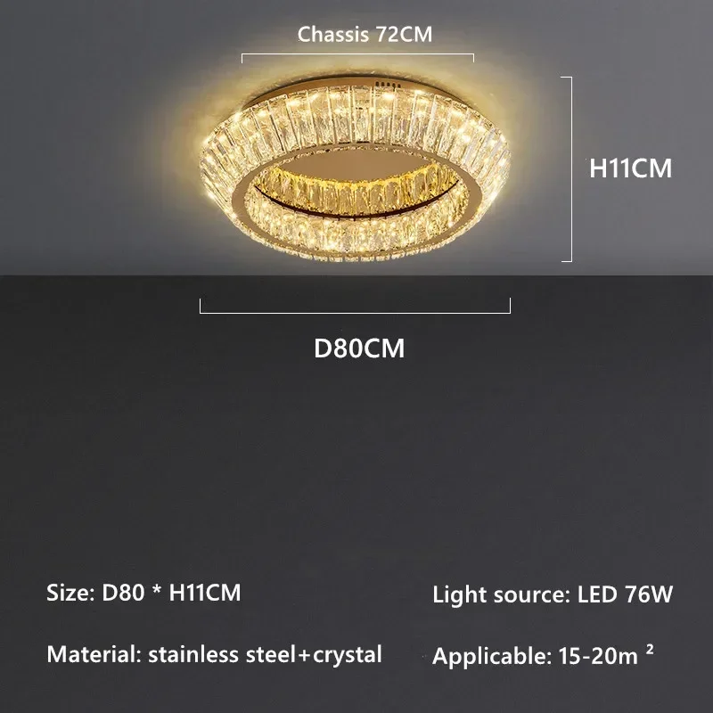 Imagem -06 - Luz de Teto Cristal Interior Lâmpada de Teto Regulável Luminária Dourada Moderno Luxo Sala de Estar Quarto Cozinha Jantar