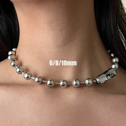 6/8/10mm Stainless Steel Ball Chain Layering Necklace for Women Men Oversize Chunky Chain Choker Grunge Aesthetic Y2K Necklace