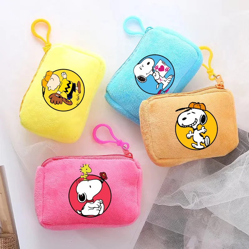 Snoopy Wallet Cartoon Cute Coin Zipper Macron Color Wallets Fashion Plush Headphone Candy Storage Bag Boys Girls Birthday Gift