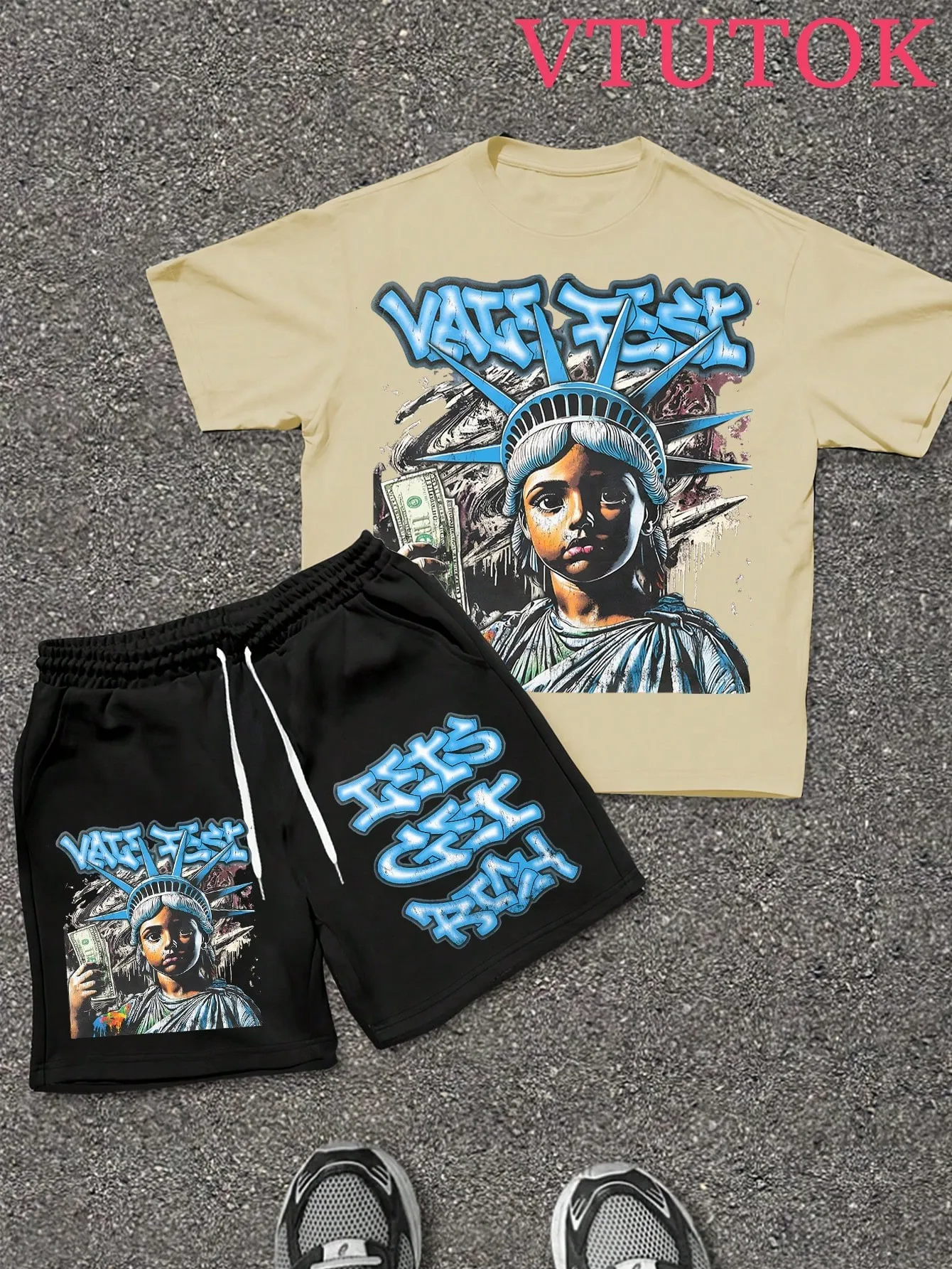 

2026 Summer New Style Men's Short-Sleeved Shorts with 3D Print Breathable and Lightweight Hip-Hop Men's Clothing