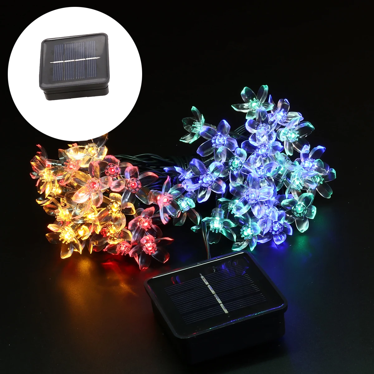 

Solar String Lights 50 LED Cherry Flower Outdoor Solar Powered Lights for Patio Garden Wedding Party Decoration (Multi-Color)