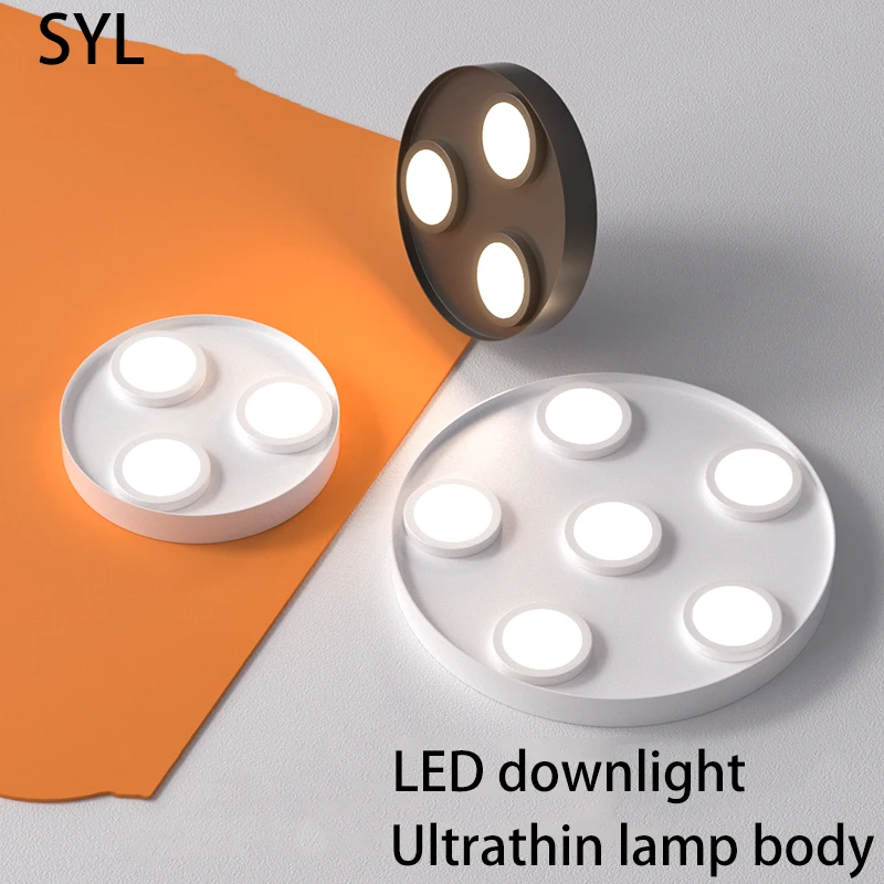 

Светодиодный потолочный светильник, ультратонкая круглая Антибликовая лампа с поверхностным креплением, 3 головки, 6 головок, для гостиной, спальни