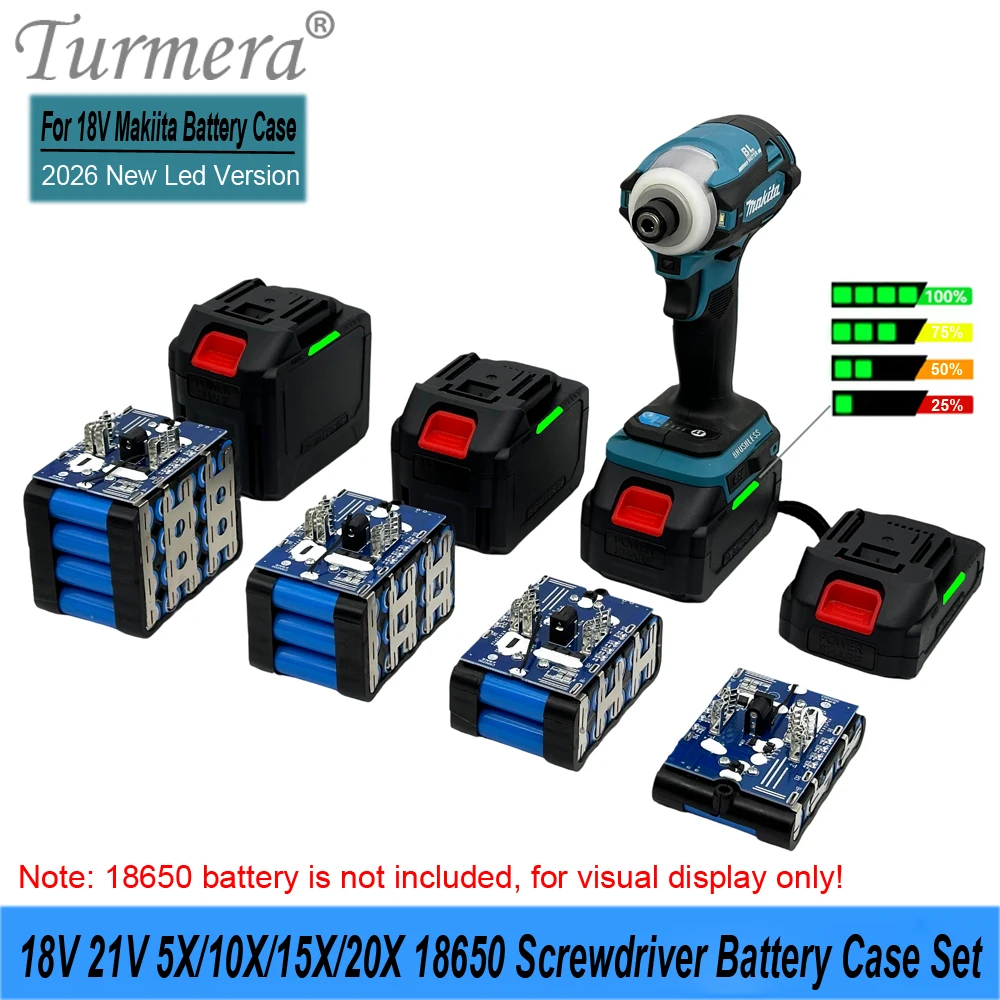 Turmera New 5X 10X 15X 20X 18650 Cores 18V 21V Screwdriver B