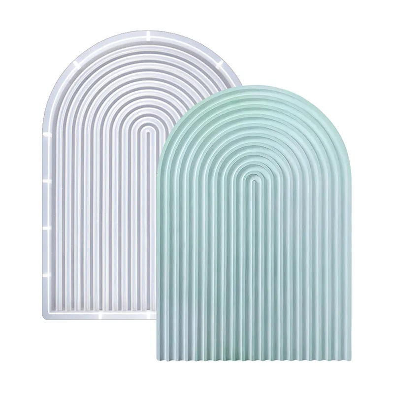 DIY Striped Wave Tray Mold For Resin Making Concrete Silicon Mold for Cement Candle U Shaped Plaster Mould New Arrival view 6