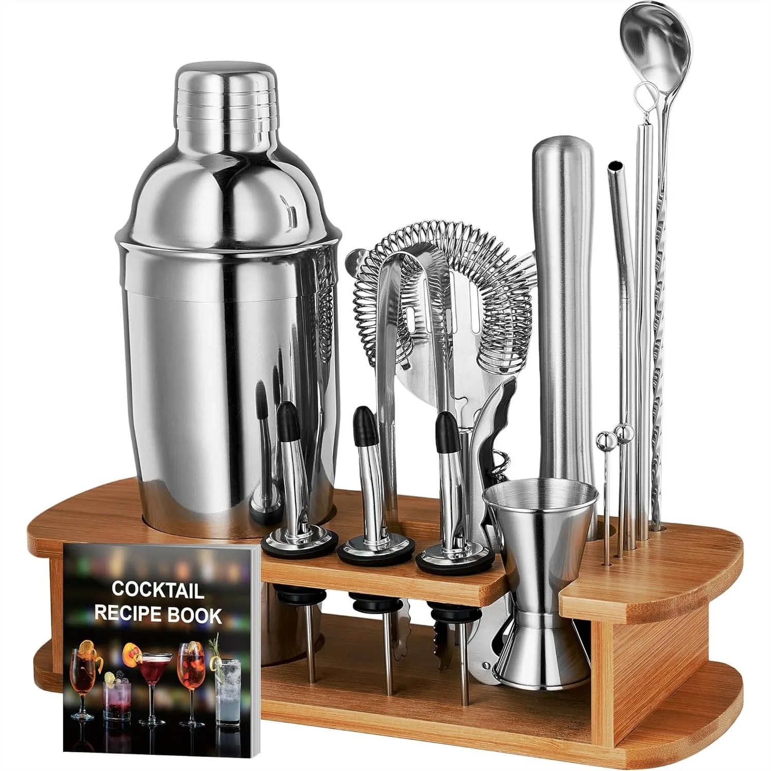 Juego de Coctelera de Acero Inoxidable - Kit de Barman de 17 Piezas con Coctelera para Martini, Accesorios para Bar en Casa