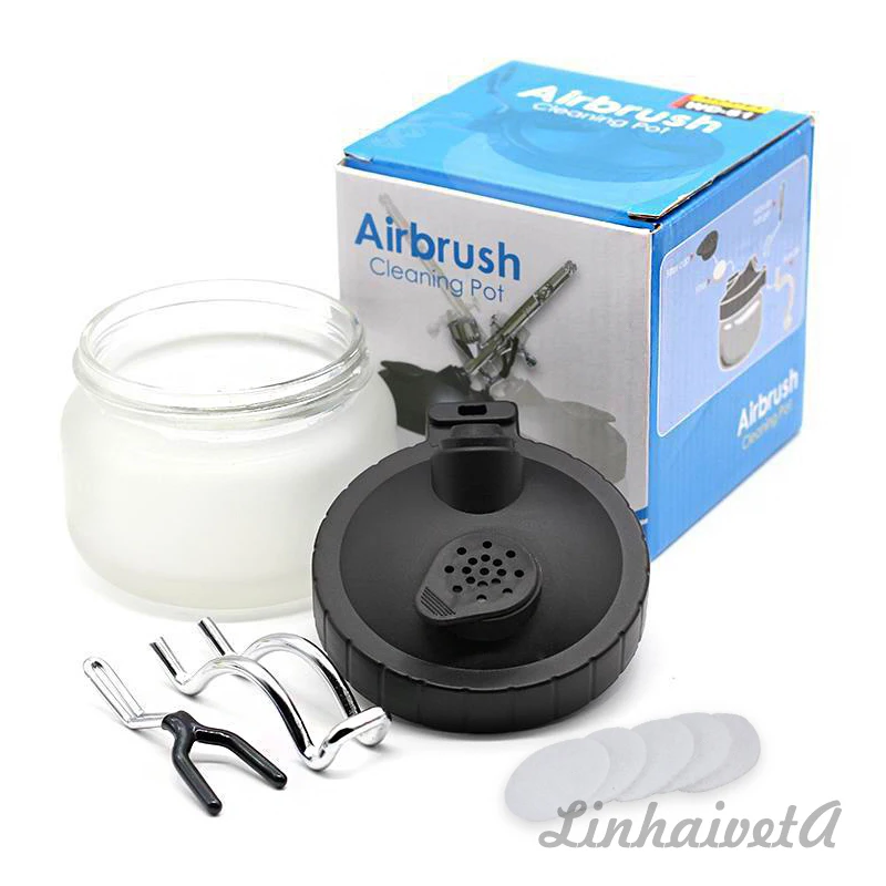 

Airbrush Cleaning Kit Glass Clean Pot With Holder Clean Brush/Needle Wash Needle Cleaning Bottles Tool Airbrush Accessories