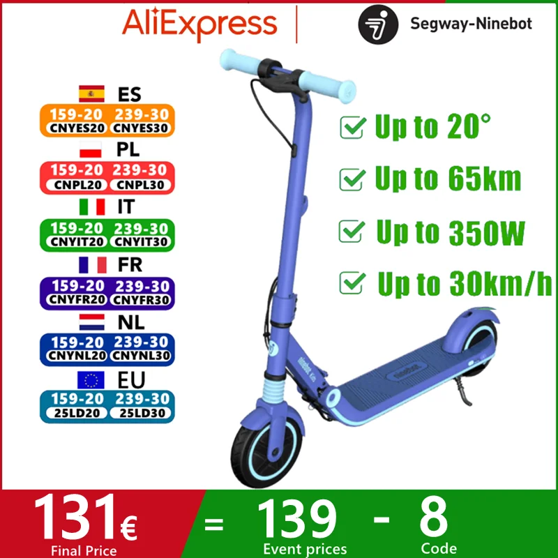 EU Stock Ninebot di Segway ZING E8 scooter elettrici per bambini 14 km/h velocità pieghevole