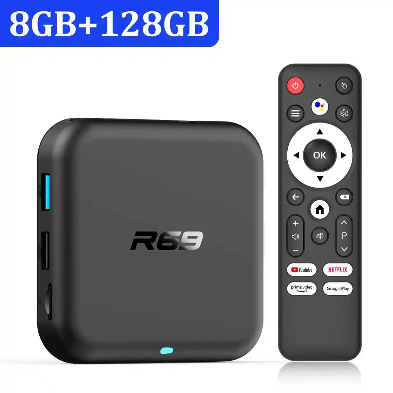 2025 Neue globale Android 14.0-TV-Box R69-1, unterstützt 4K RK3518, Bluetooth 5.0, WLAN, 6 RAM, 8 GB ROM, 128 GB, mehrsprachige Smart-TV-Box