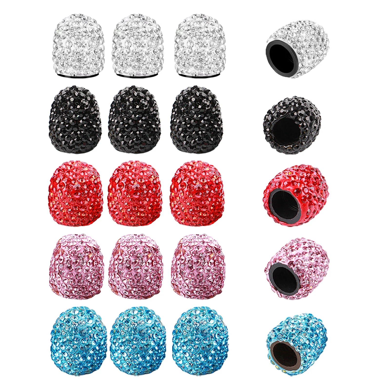 4pcs Car Tire Valve Stems Cap Knurling Style Tire Valve Cap Crystal Rhinestone Bling Car Accessories For Cars Bikes Trucks SUVs