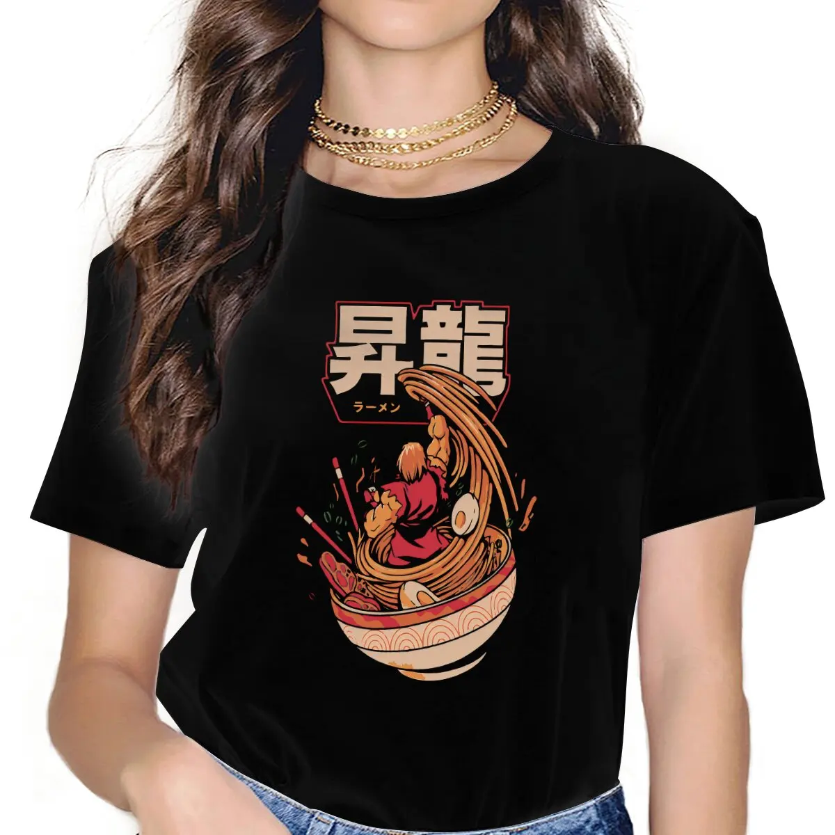 Tasty Feminine Shirts The Great Ramen Off Kanagawa T-shirt Goth Vintage Female Top