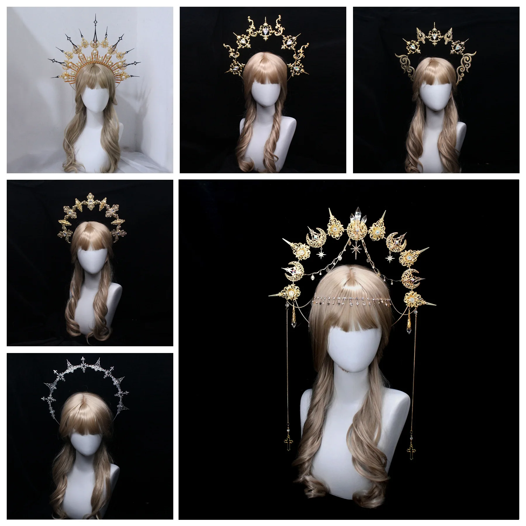 Virgin Mary Halo Queen Tiara Princess Gothic Lolita Crown KC Noitira Angel Headband Cosplay Kawaii Accessories