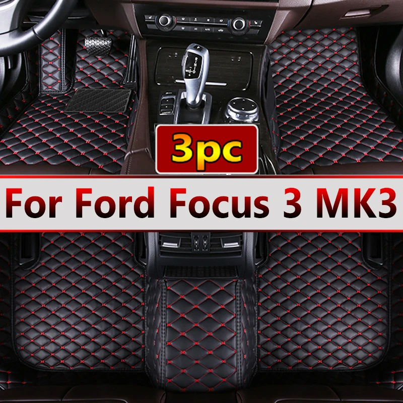 

Custom Automotive Car Floor Mats For Ford Focus 3 MK3 2014 2015 2016 2017 Auto Luxury Leather Men Women Car Mats Full Coverage