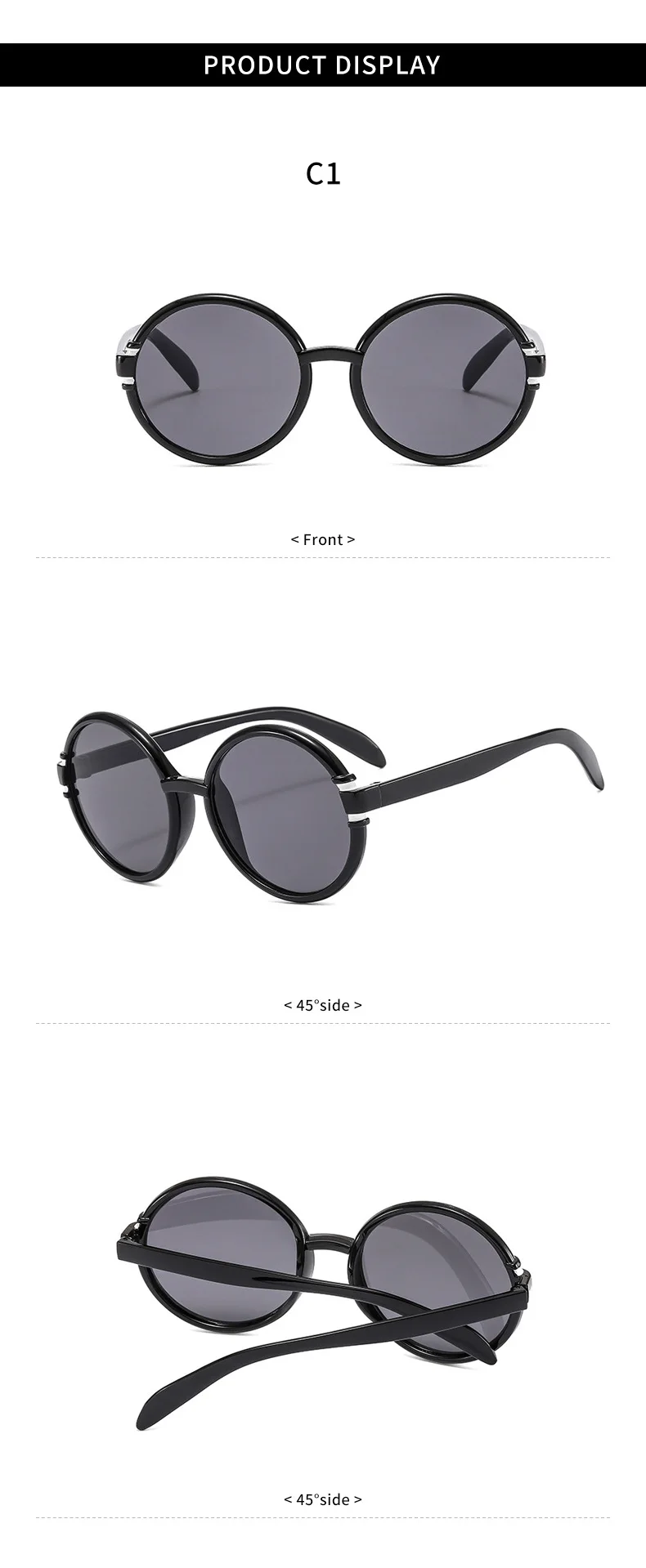 Vintage Runde Sonnenbrille für Damen und Herren, kreisförmige Sonnenbrille, ovale Sonnenbrille für Damen und Herren – Detail 8