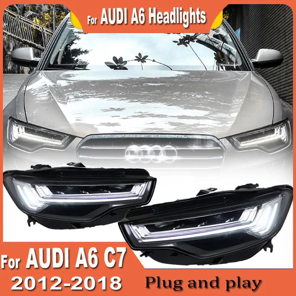 A pair Full LED Headlight For Audi A6 C7 Headlights 2012-2018 Upgrade A6 DRL Head Lamp LED Turn Signal High Low Beam Accessories