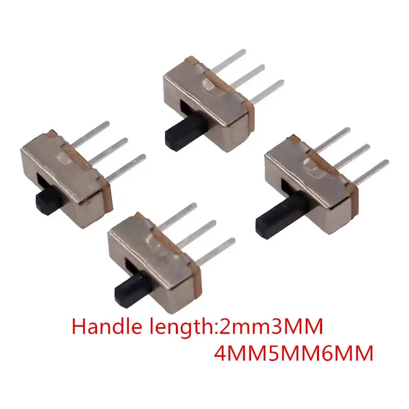 Мини-выключатель SS12D00, 100 шт., 3-контактный, 1P2T, 2-позиционный, высокое качество, Длина ручки переключателя 2 мм, 3 мм, 4 мм, 5 мм, 6 мм