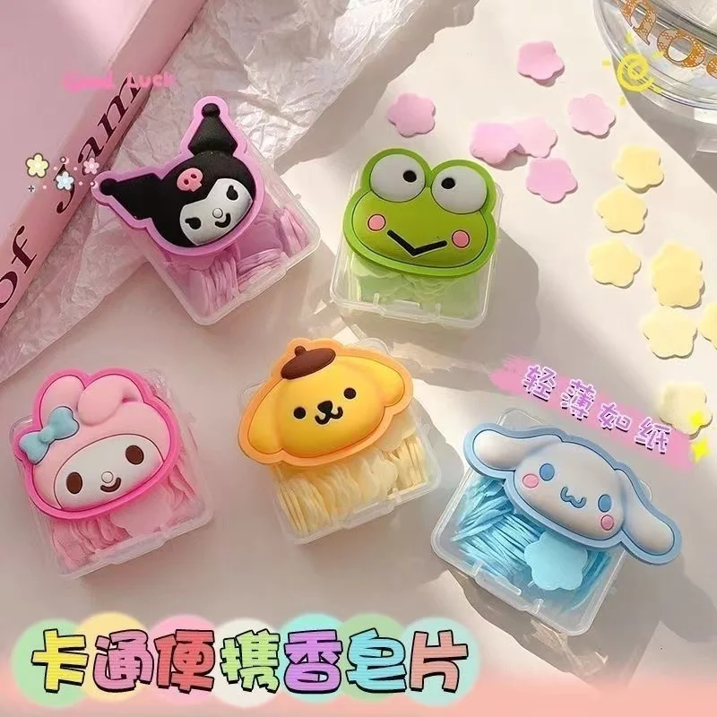 

Cartoon Anime Kawaii Sanrio Hello Kitty Disposable Hand Wash Tablets My Melody Kuromi Cinnamoroll Travel Portable Soap Box