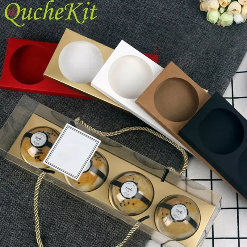 

10pcs Transparent Swiss Roll Cupcake Moon Cake Boxes With Handle Portable Packaging Dessert Container Holder Wedding Gift Bag
