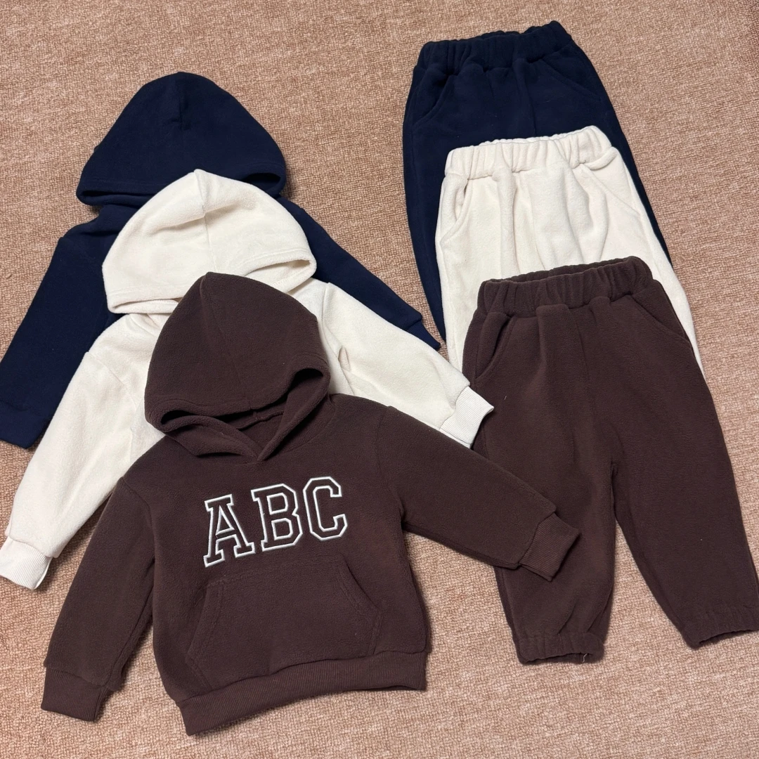 TZ230179-1 Korean Style Autumn Winter Pants And Sweatshirt Set for baby‘s New Letter Print Two-Piece Suit for Younger Children