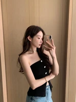 Sexy Chic Knitted oulder Bared Top Women's Faionable Trendy Small irt Unique Ele Upper Body Korean Sle Commute - Image 2