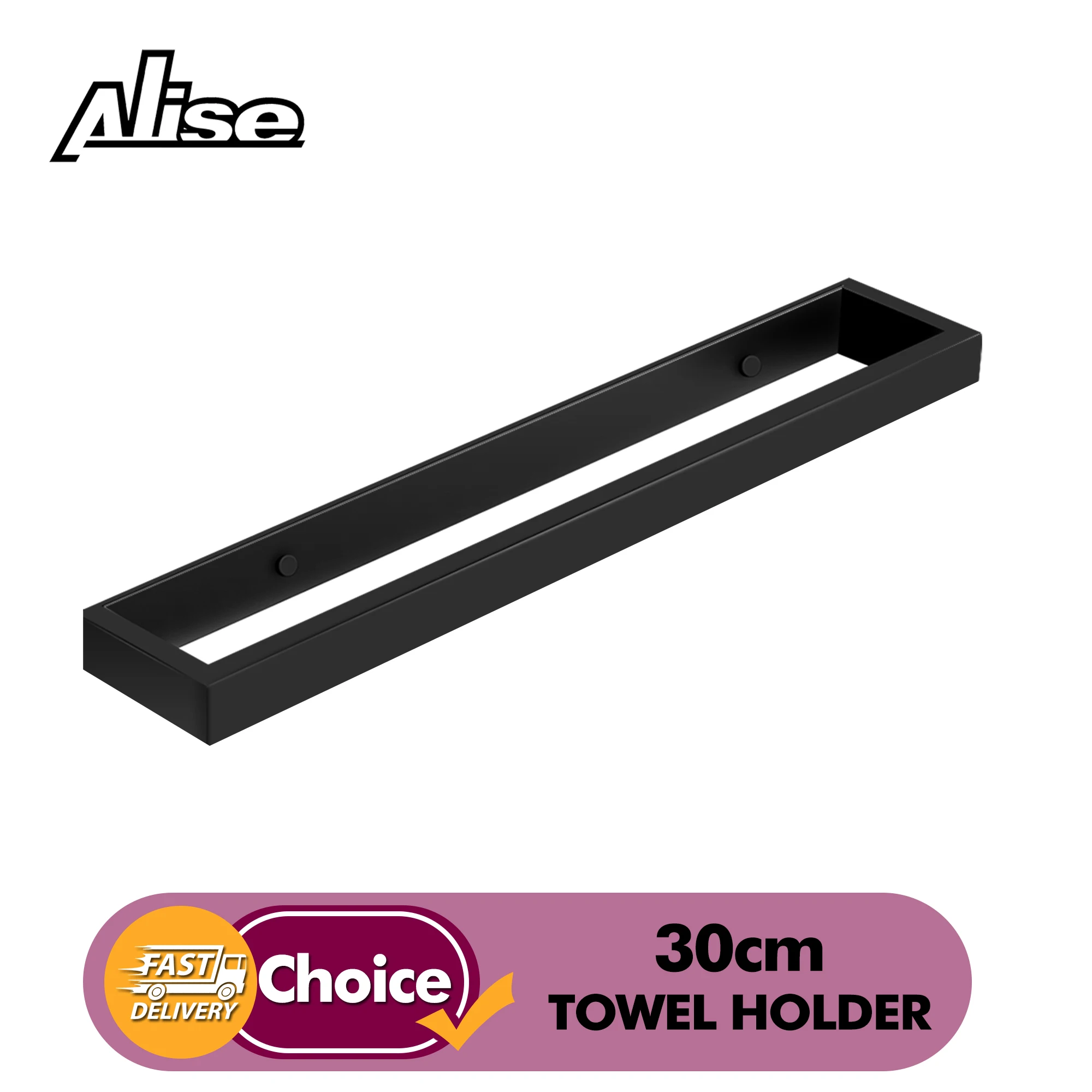 Bathroom Towel Holder 30cm Hand Towel Ring Black Towel Rail SUS304 Stainless Steel Wall Mounted