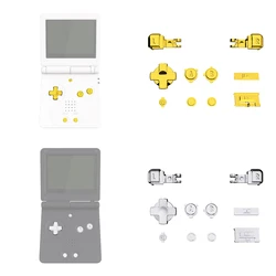 eXtremeRate Chrome Gold & Chrome Silver Full Set Buttons, A B L R Button Power On Off Volume Button D-pad Key for GBA SP Console
