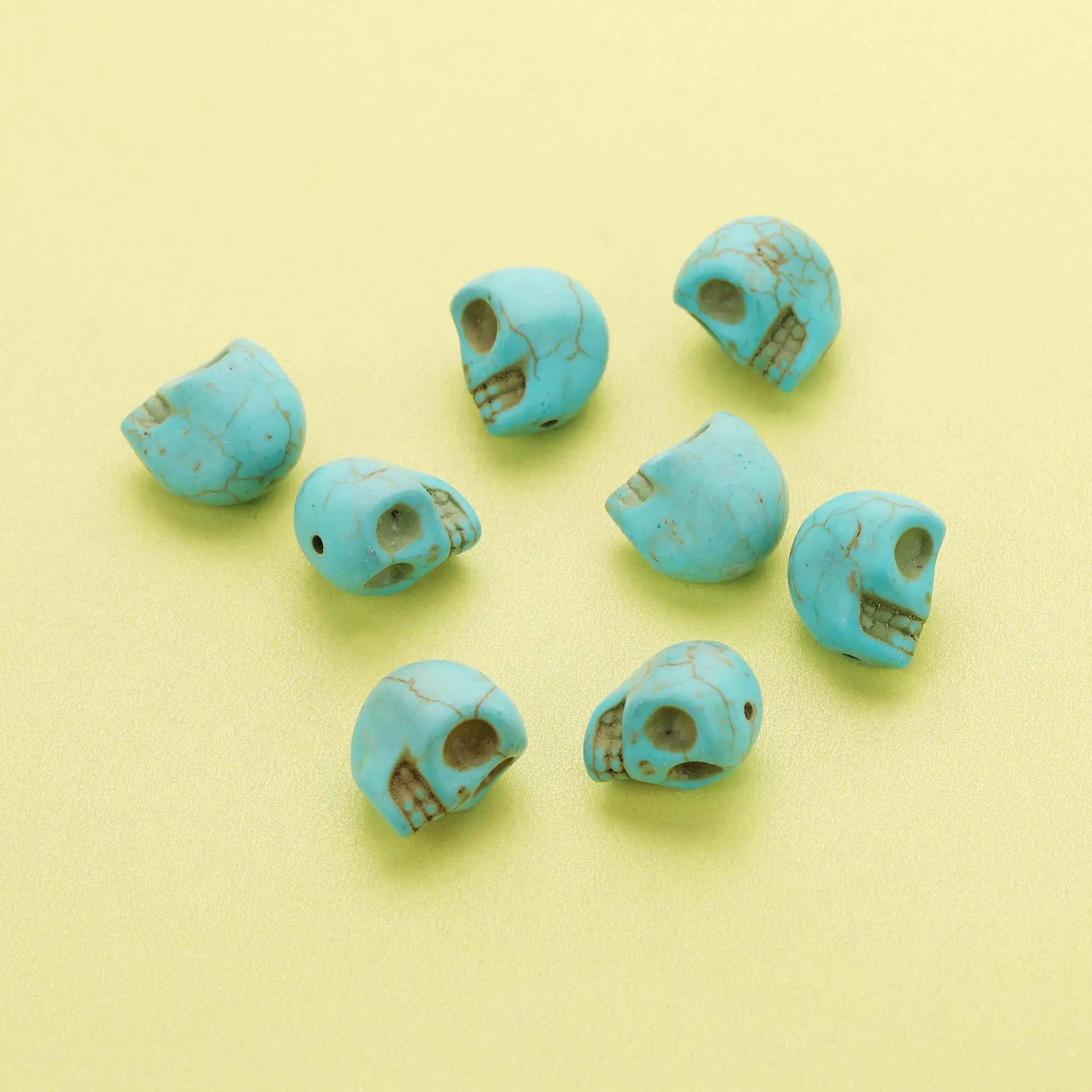 

10Pcs 15MM Dyed Blue Turquoise Skull Stone Beads,DIY Beading Supplies 4160051