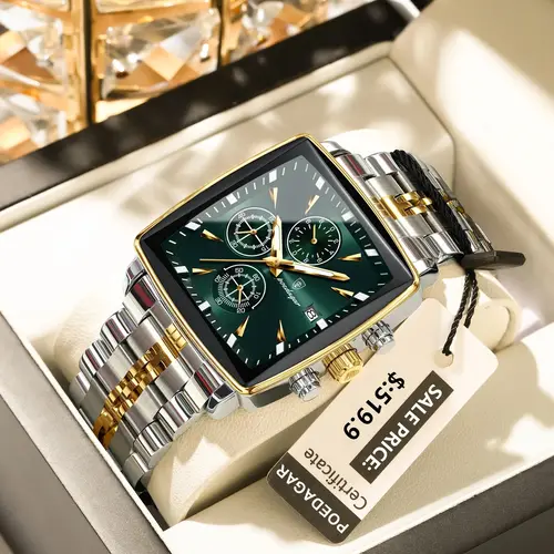 Reloj de pulsera POEDAGAR de lujo para hombre, reloj luminoso resistente al agua de acero inoxidable para hombre, cronógrafo con fecha, relojes de cuarzo para negocios para hombre